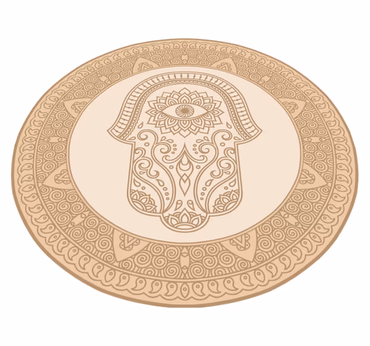 Tappeto vinile Mandala simbolo mano di fatima beige - TenStickers