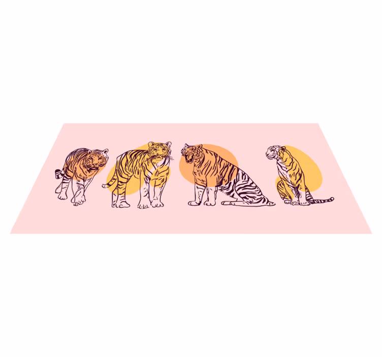 Tappeto vinile animali illustrazione di tigre incorniciata - TenStickers