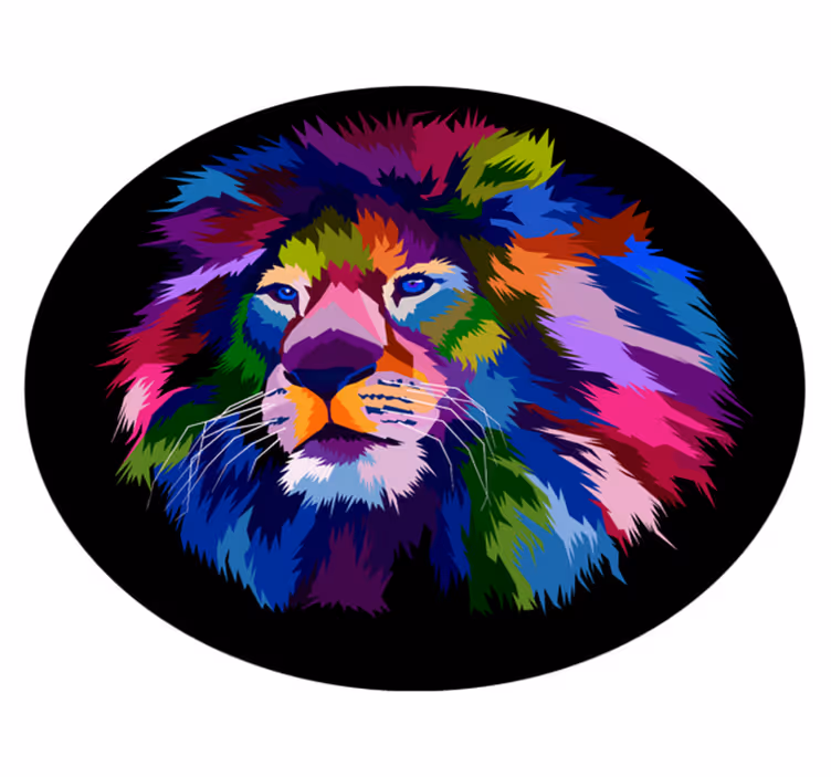 Tappeto vinile animali testa di leone colorata - TenStickers