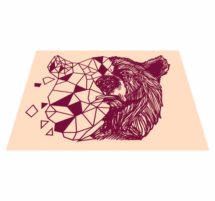 Tappeto vinile animali testa d'orso geometrica - TenStickers