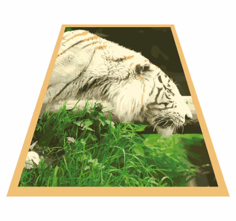Tappeto vinile animali gger bianco nell'erba - TenStickers