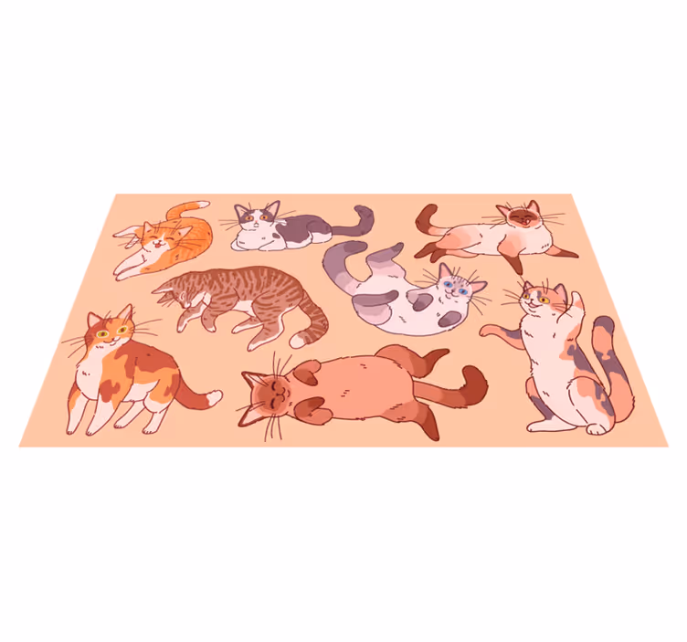 Tappeto vinile animali opera d'arte di gatti - TenStickers