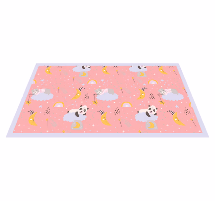 Tappeto vinile per bambini nuvole su sfondo rosa - TenStickers