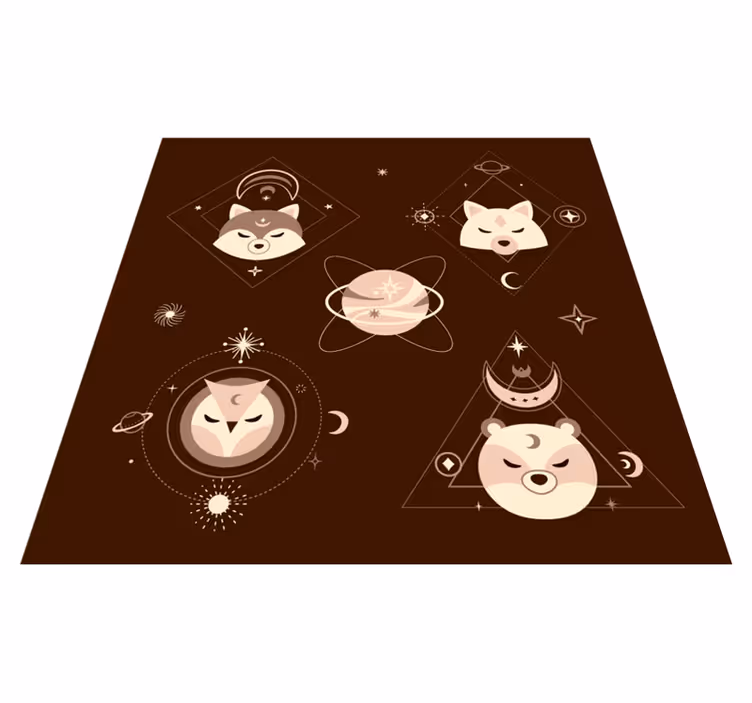Tappeto vinile per bambini avventura con animali spaziali - TenStickers