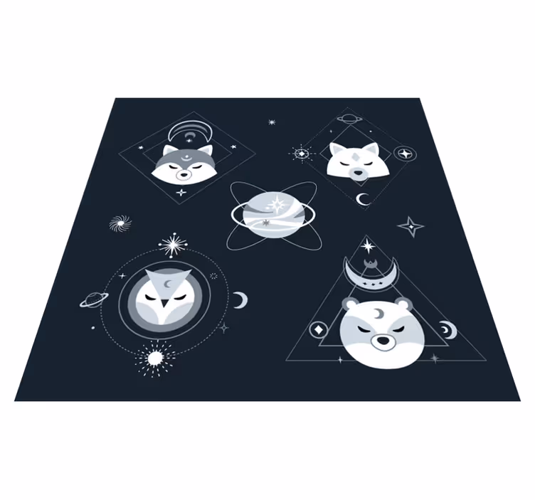 Tappeto vinile per bambini volti di animali cosmici - TenStickers