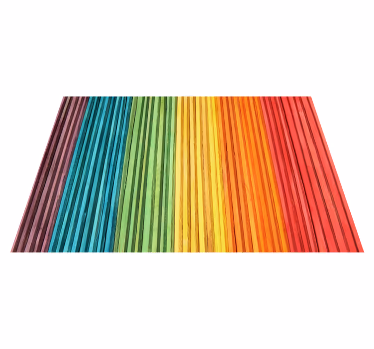 Tappeto vinile effetto legno strati a strisce arcobaleno - TenStickers