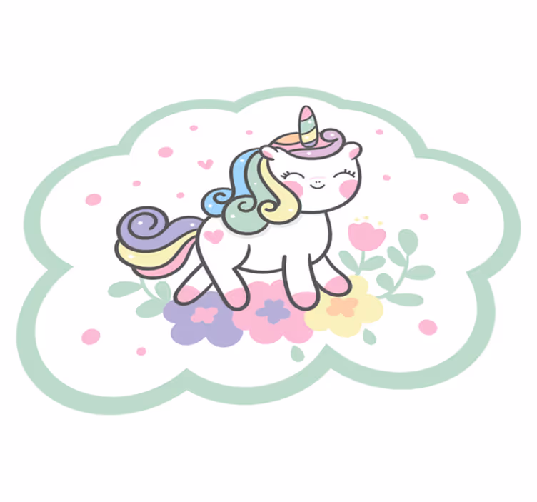 Tappeto vinile per bambini illustrazione di unicorno carino - TenStickers