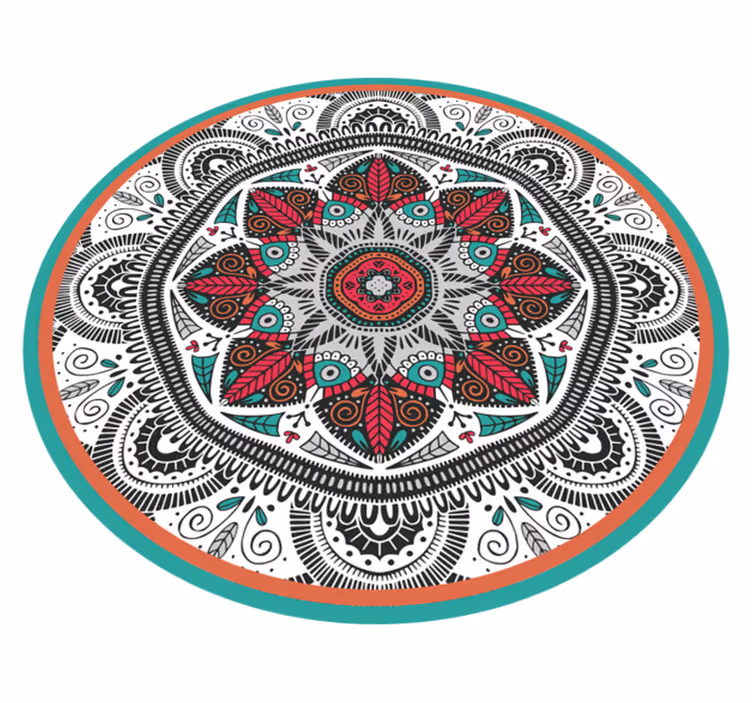 Tappeto vinile Mandala messa a fuoco circolare grigia - TenStickers
