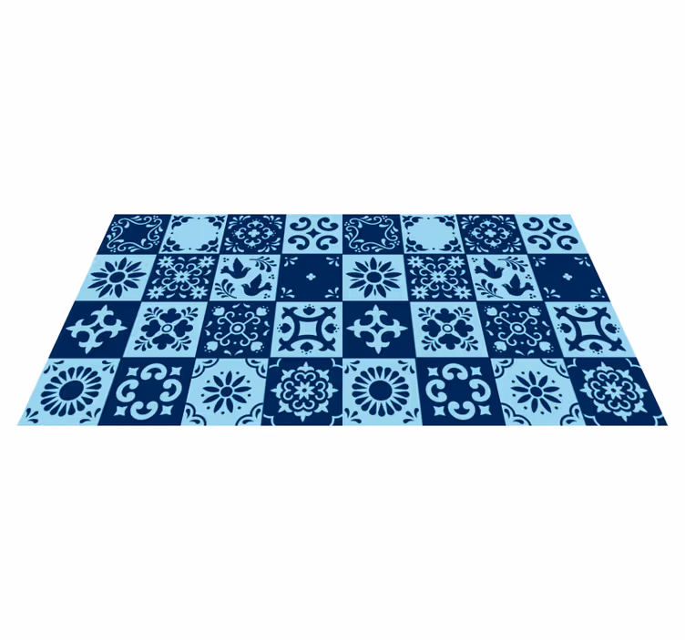 Tappeto vinile piastrelle mosaico blu - TenStickers
