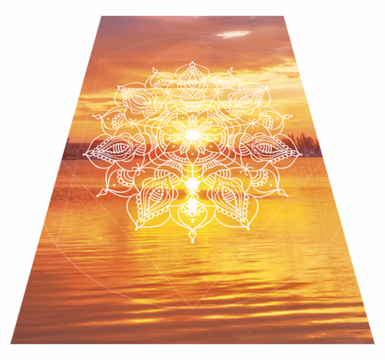 Tappeto vinile Mandala design arancione brillante - TenStickers