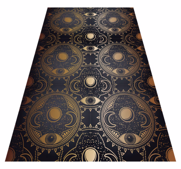 Tappeto vinile Mandala motivo nero celeste - TenStickers