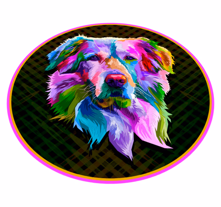 Tappeto vinile animali opera d'arte canina colorata - TenStickers