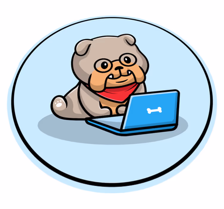 Tappeto vinile animali cucciolo con computer - TenStickers