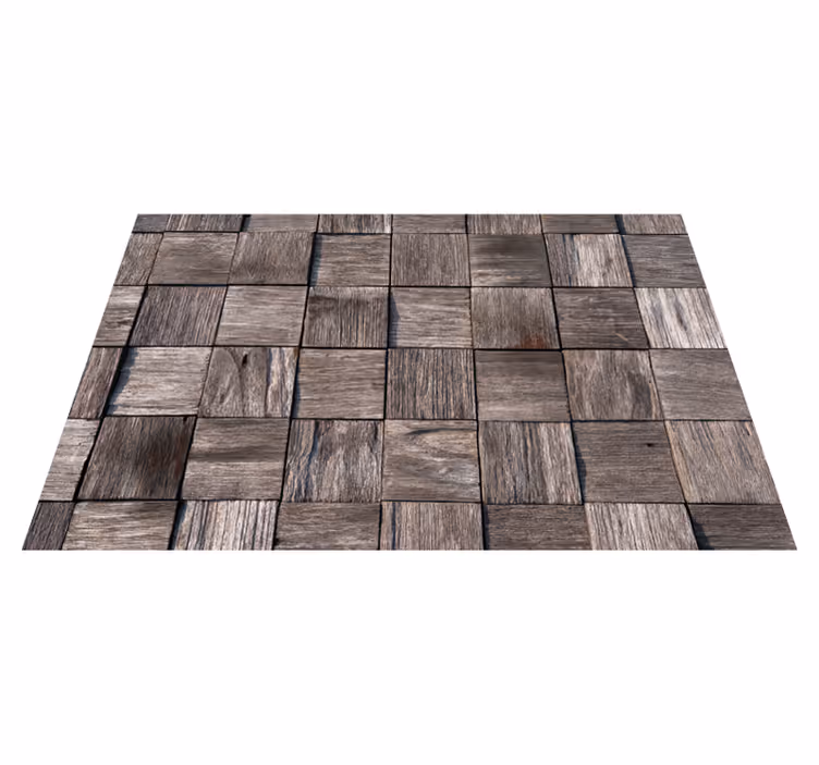 Tappeto vinile effetto legno disegno di quadrati grigi - TenStickers