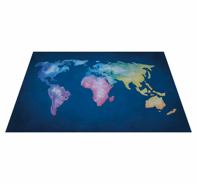Tappeto vinile mappamondo mappa del mondo acquerello - TenStickers