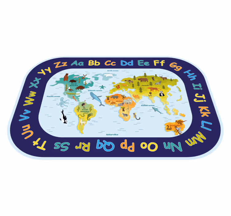 Tappeto vinile alfabeto apprendimento della mappa del mondo - TenStickers