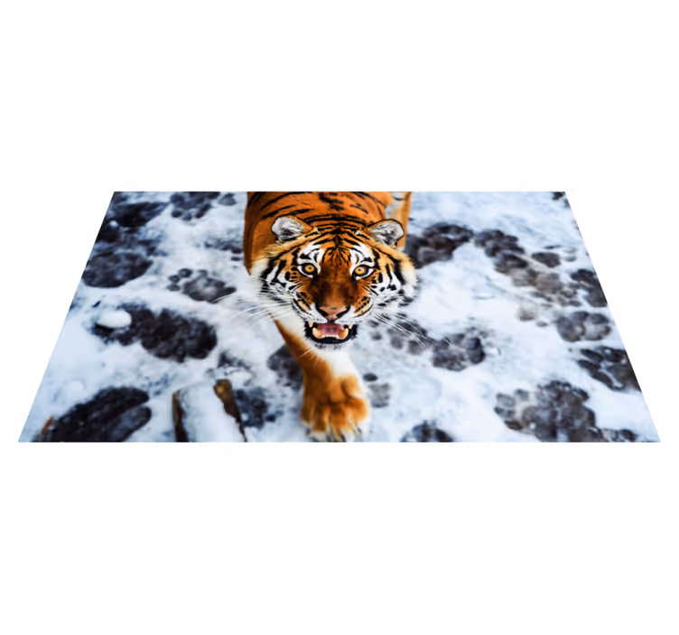 Tappeto vinile animali posizione della tigre feroce - TenStickers
