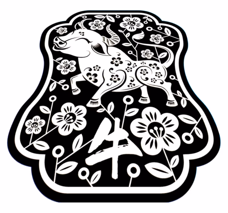 Tappeto vinile animali elegante toro floreale - TenStickers