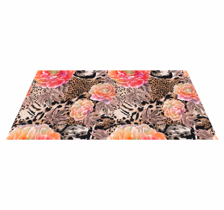 Tappeto vinile fiori rose dipinte colorate - TenStickers