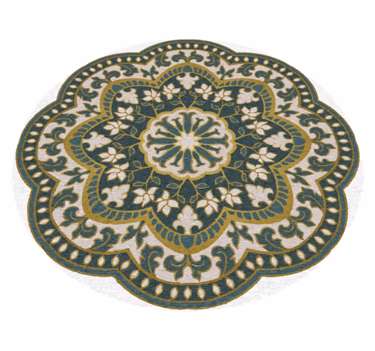 Tappeto vinile Mandala motivo floreale circolare verde - TenStickers