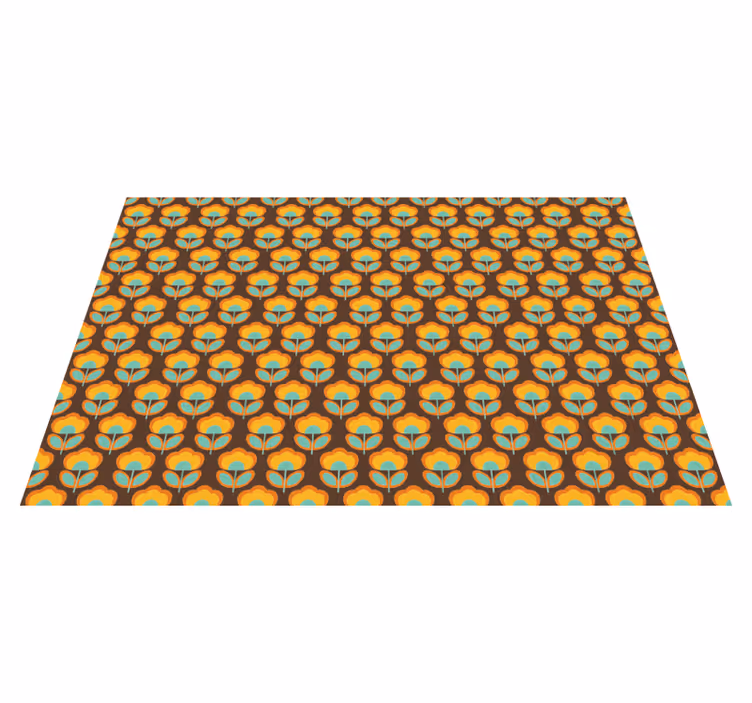 Tappeto vinile fiori design marrone vintage - TenStickers