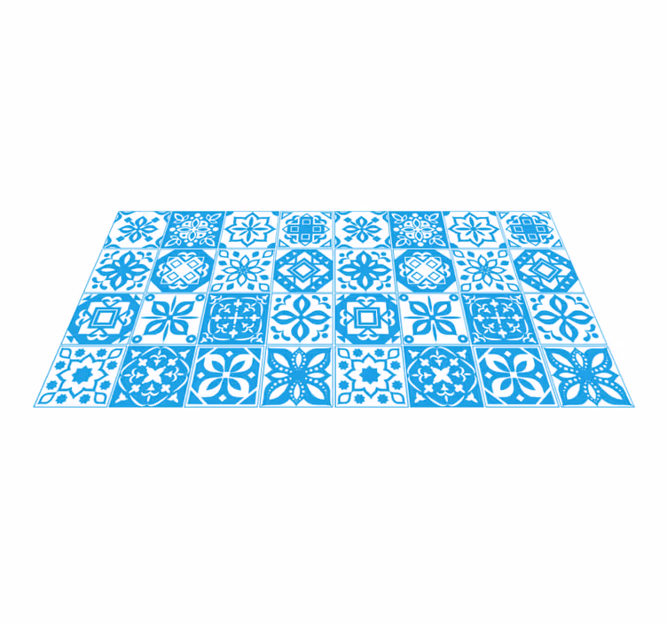 Tappeto vinile piastrelle motivo a fantasia blu - TenStickers
