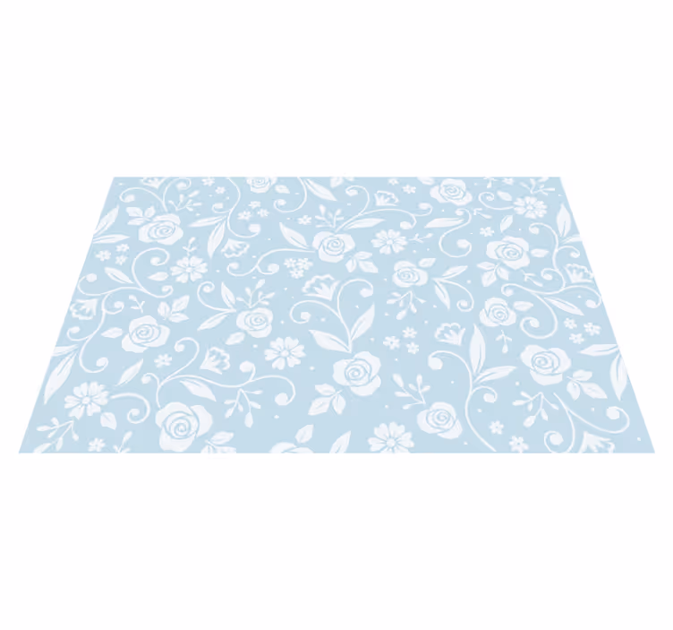 Tappeto vinile fiori motivo floreale blu - TenStickers