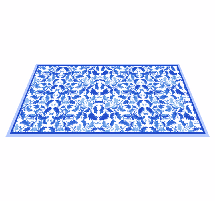 Tappeto vinile motivi fiorali blu - TenStickers