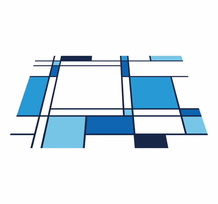 Tappeto vinile moderno motivo geometrico blu - TenStickers