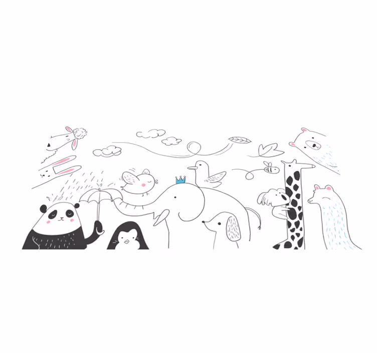 Tappeto vinile bebé amici animali minimalisti - TenStickers