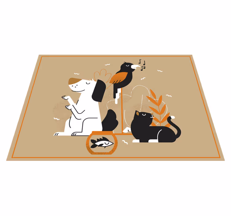 Tappeto vinile animali illustrazione beige pet - TenStickers