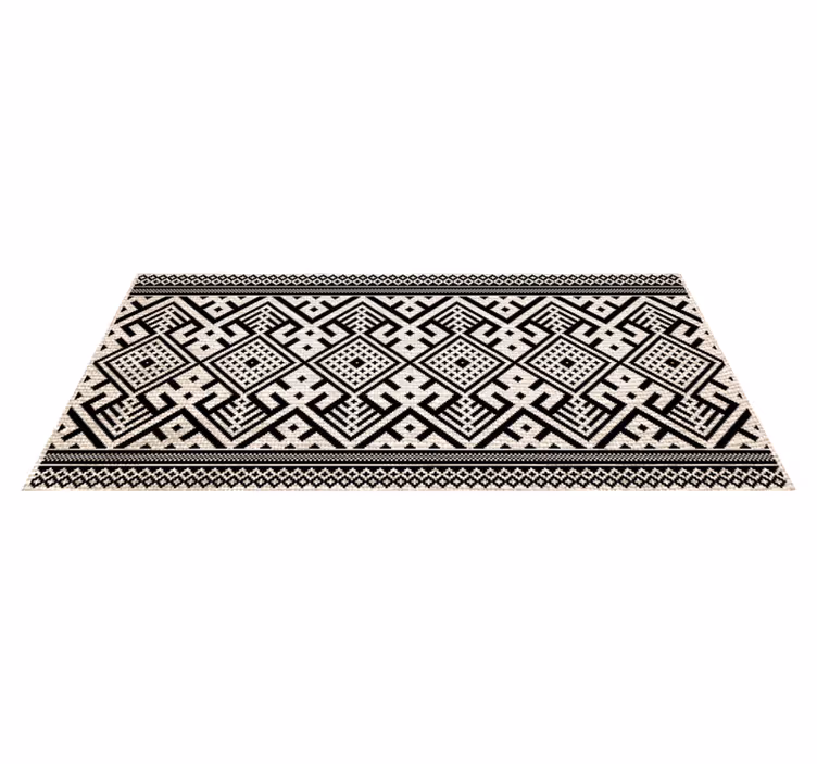 Tappeto vinile geometrico struttura geometrica bianco e nero - TenStickers
