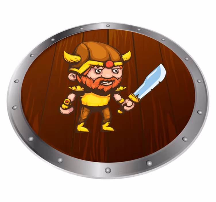 Tappeto vinile per bambini guerriero vichingo su marrone - TenStickers