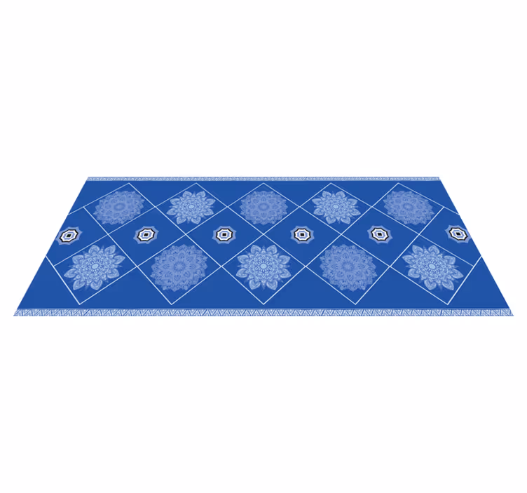 Tappeto vinile bagno elementi floreali blu - TenStickers