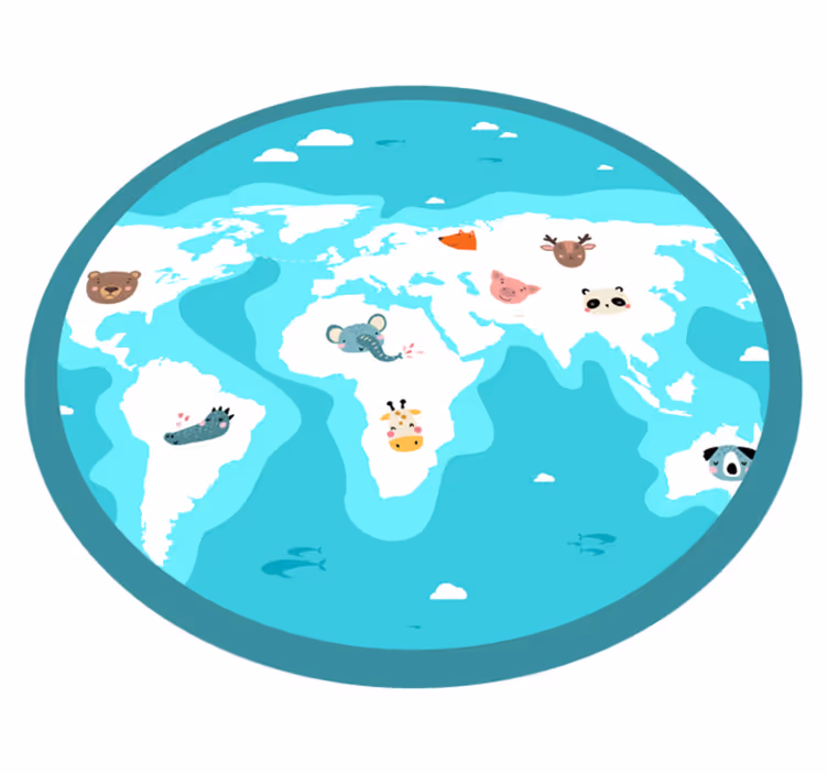 Tappeto vinile per bambini mappa degli animali del mondo - TenStickers