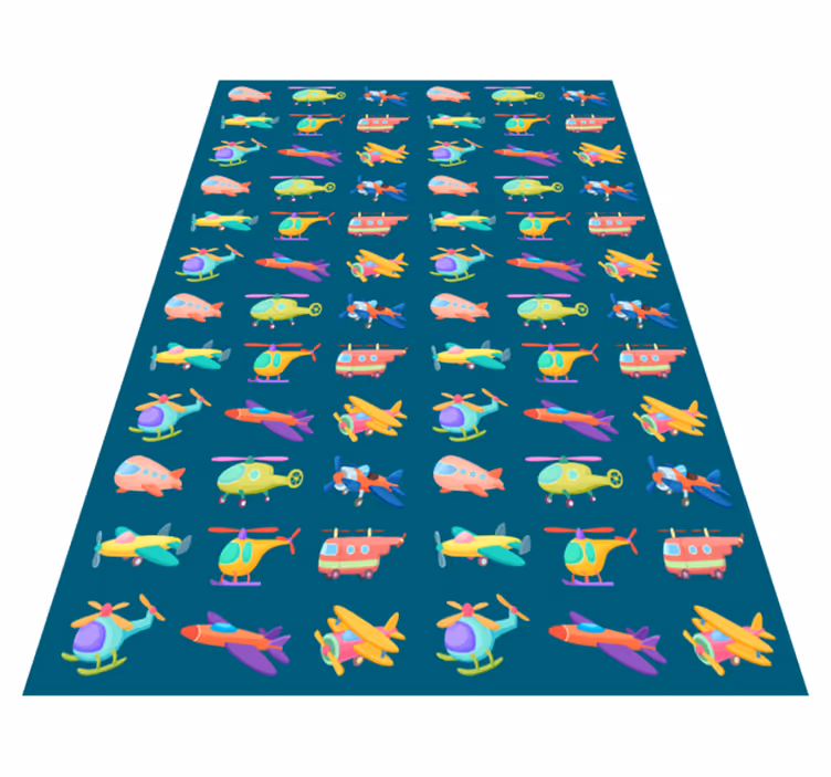 Tappeto vinile per bambini modello di aeroplani colorati - TenStickers