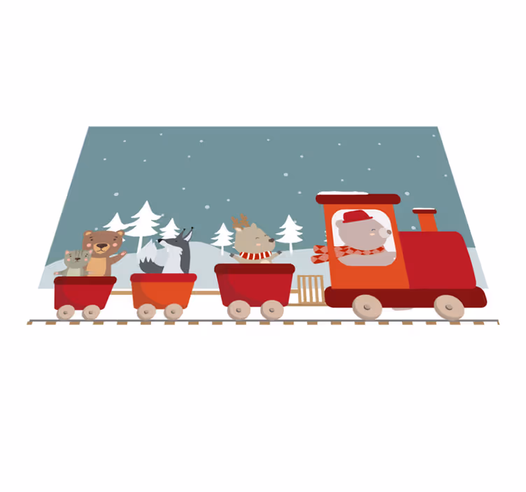 Tappeto vinile per bambini avventura sul treno degli animali - TenStickers
