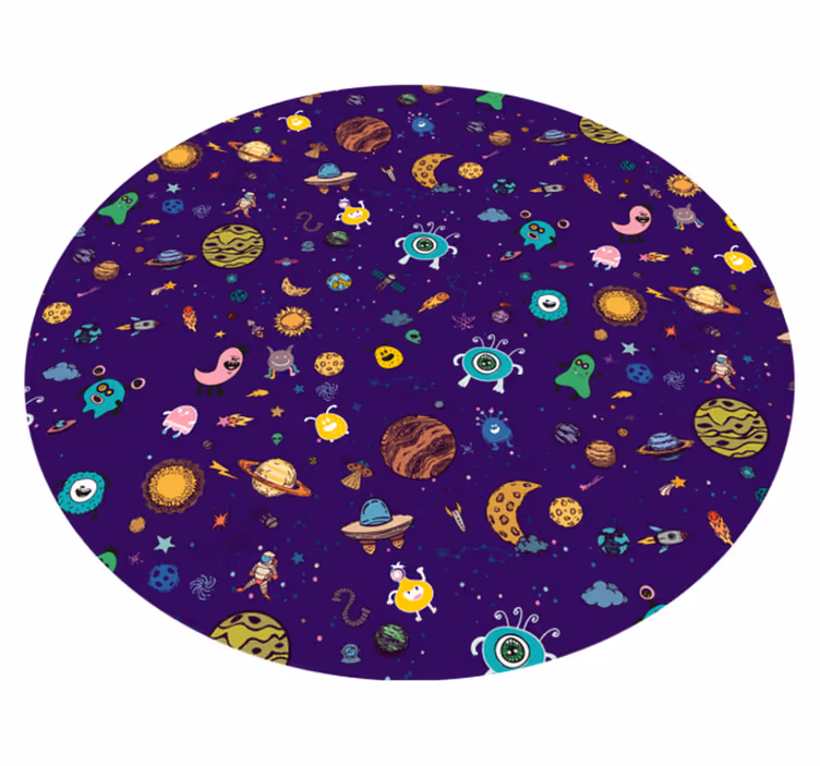 Tappeto vinile per bambini avventura di creature cosmiche - TenStickers
