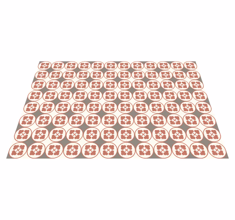 Tappeto vinile effetto marmo piastrelle con motivo circolare - TenStickers
