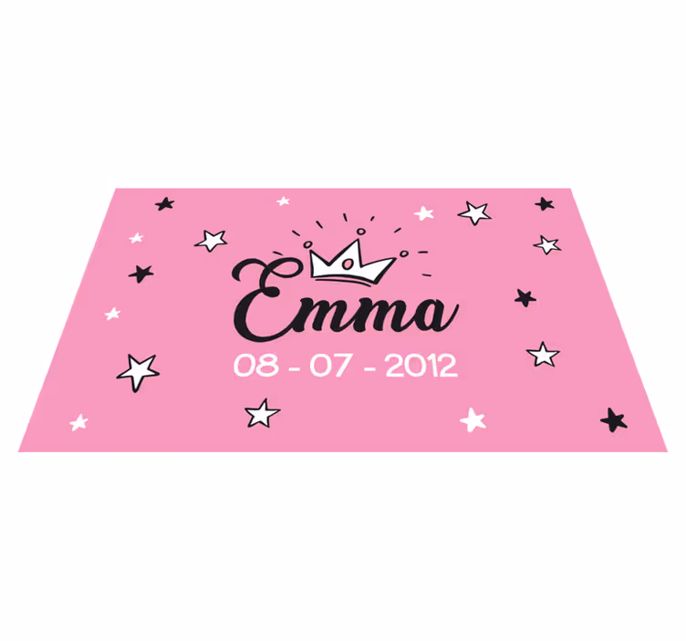 Tappeto vinile per bambini disegno rosa con nome - TenStickers