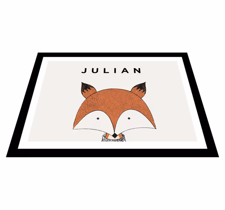 Tappeto vinile con nome personalizzazione volpe - TenStickers