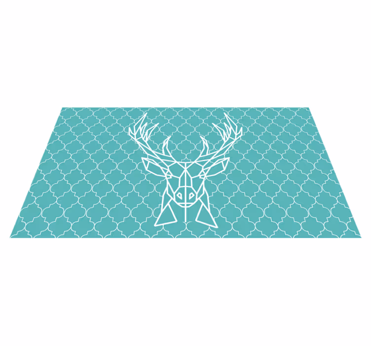 Tappeto vinile animali cervo origami turchese - TenStickers