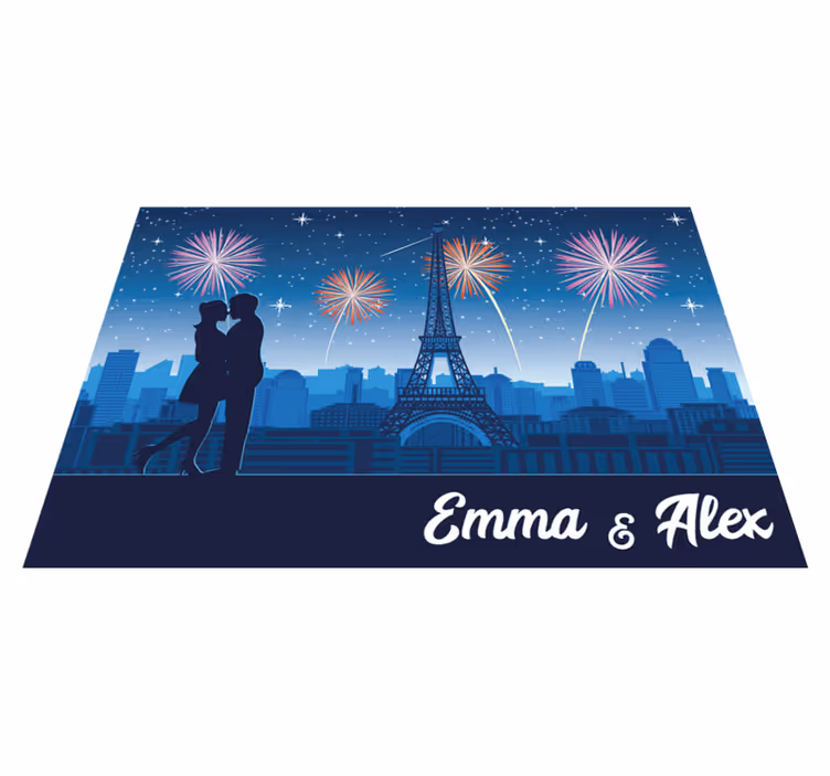 Tappeto vinile con nome romanticismo parigino - TenStickers