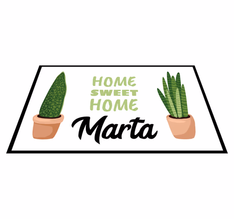 Tappeto vinile con nome dolce casa con piante - TenStickers