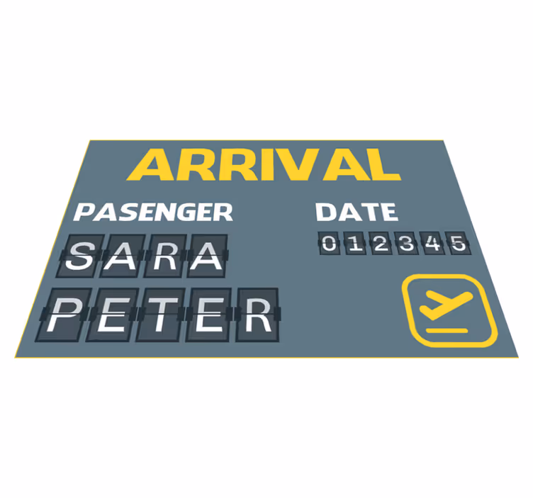 Tappeto vinile con nome biglietto aereo di arrivo - TenStickers