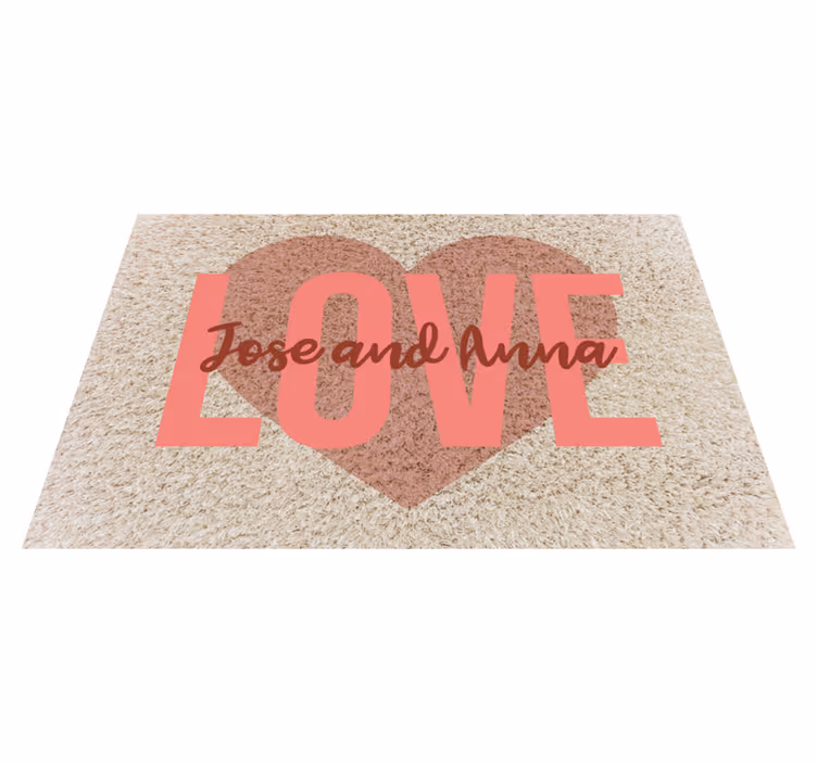 Tappeto vinile camera da letto cuore d'amore con nomi - TenStickers