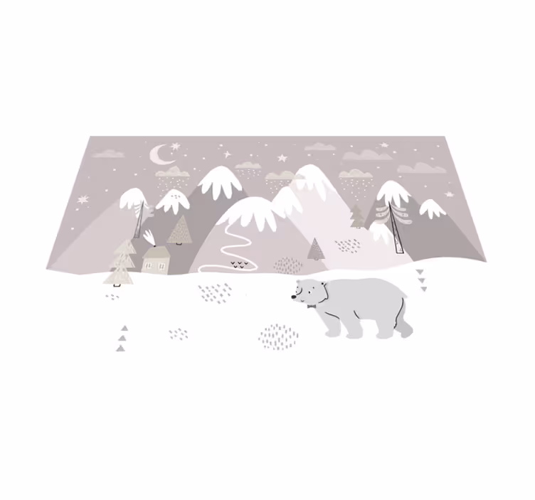 Tappeto vinile per bambini scena notturna innevata - TenStickers