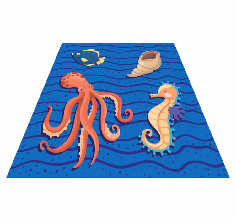 Tappeto vinile per bambini giochi con animali marini - TenStickers