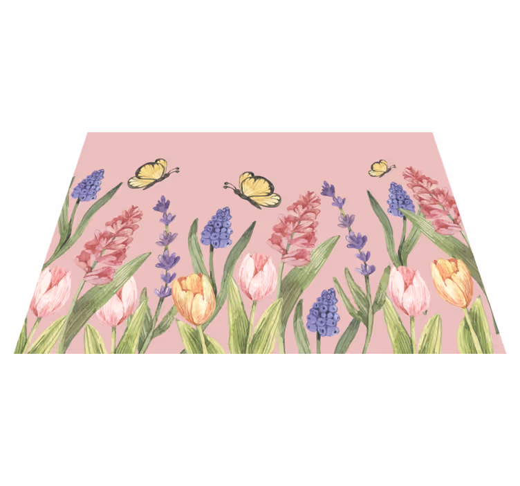 Tappeto vinile fiori emblema del giardino botanico - TenStickers