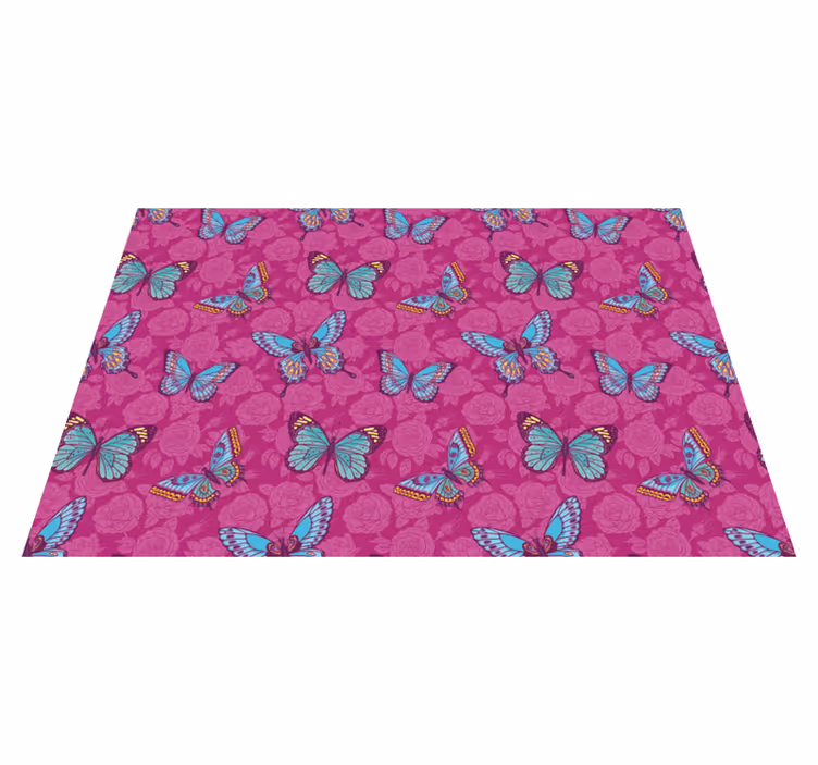 Tappeto vinile fiori motivo floreale farfalla - TenStickers